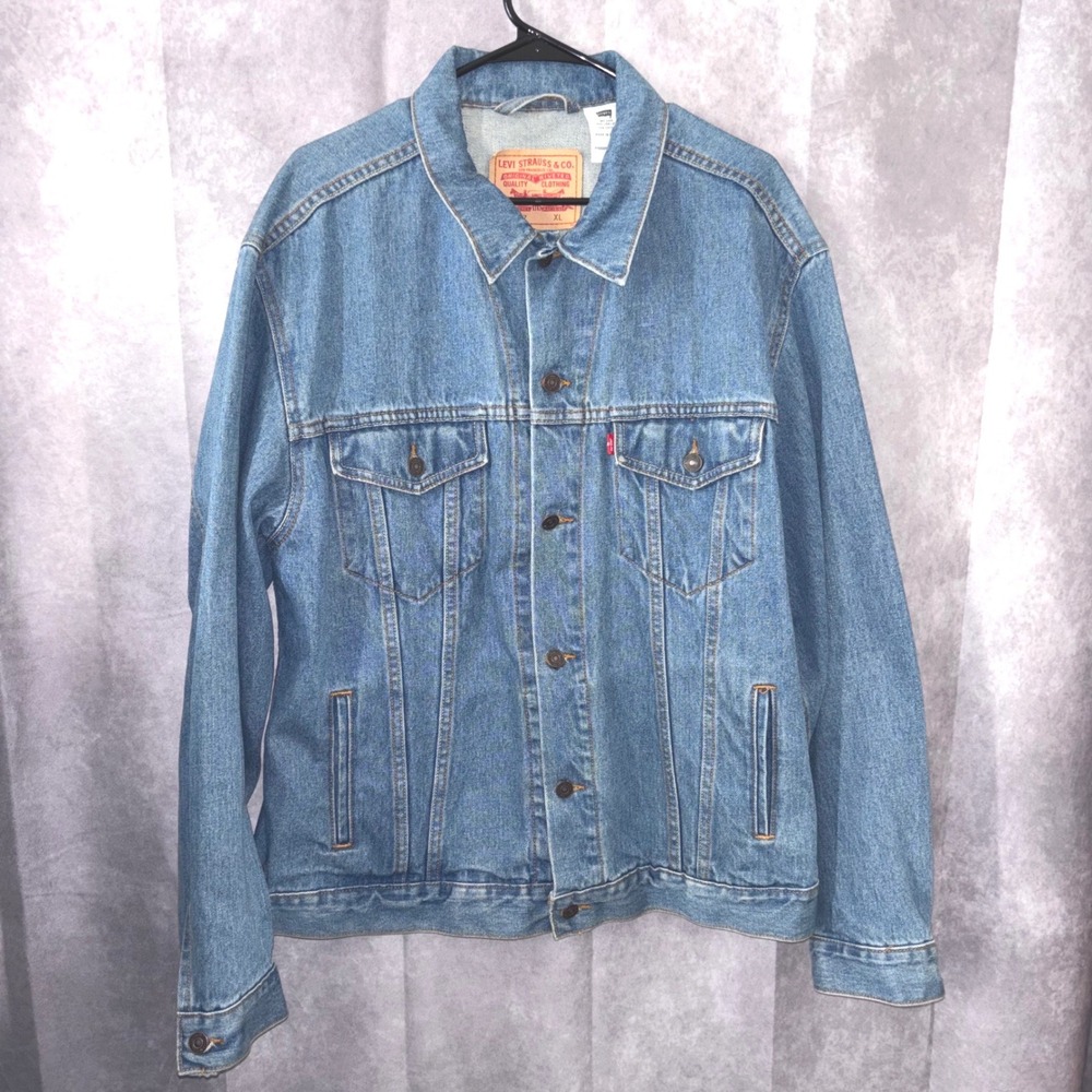 Levi Blue Denim Medium Wash Trucker Jacket 70507 Men's XL